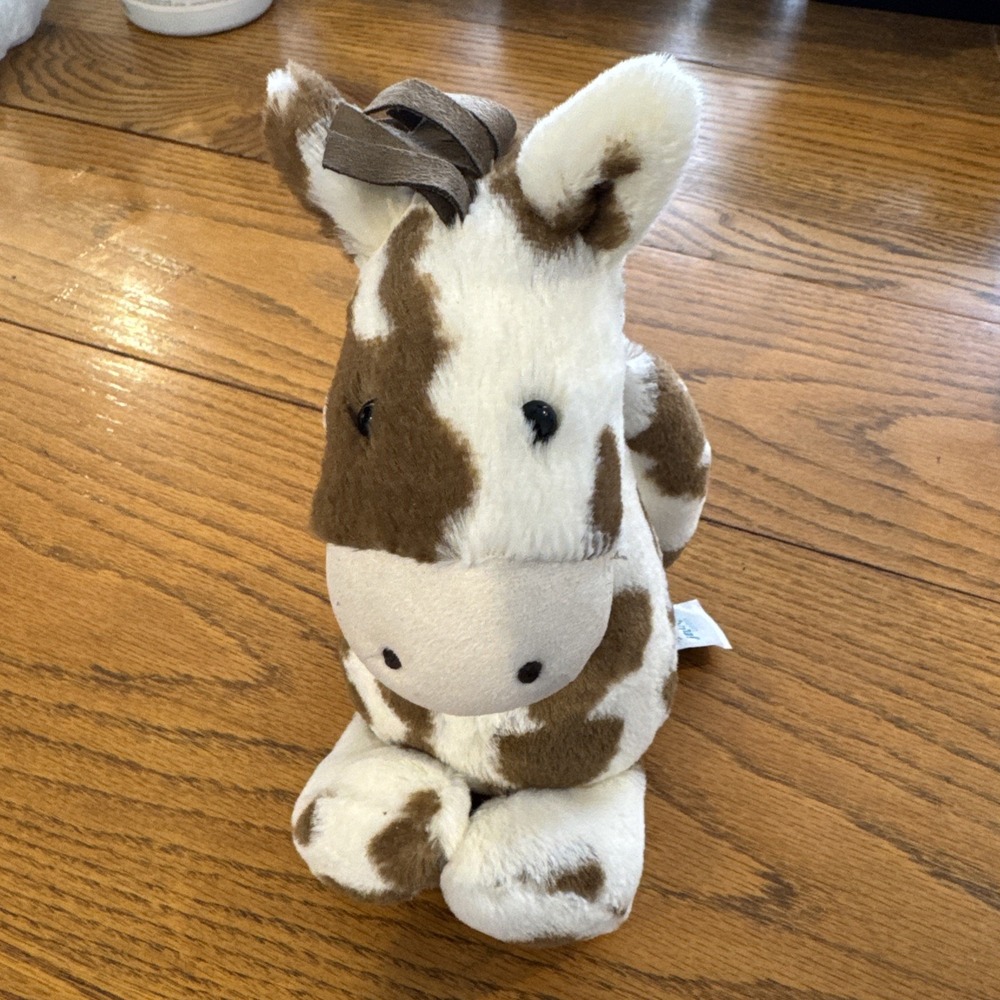 Jellycat London 12" Bashful Pinto Pony Horse Cream Brown Spot Plush RARE Retired